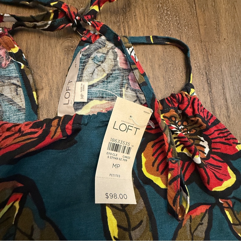LOFT Floral Maxi Dress in Teal and Red - Picture 3 of 3